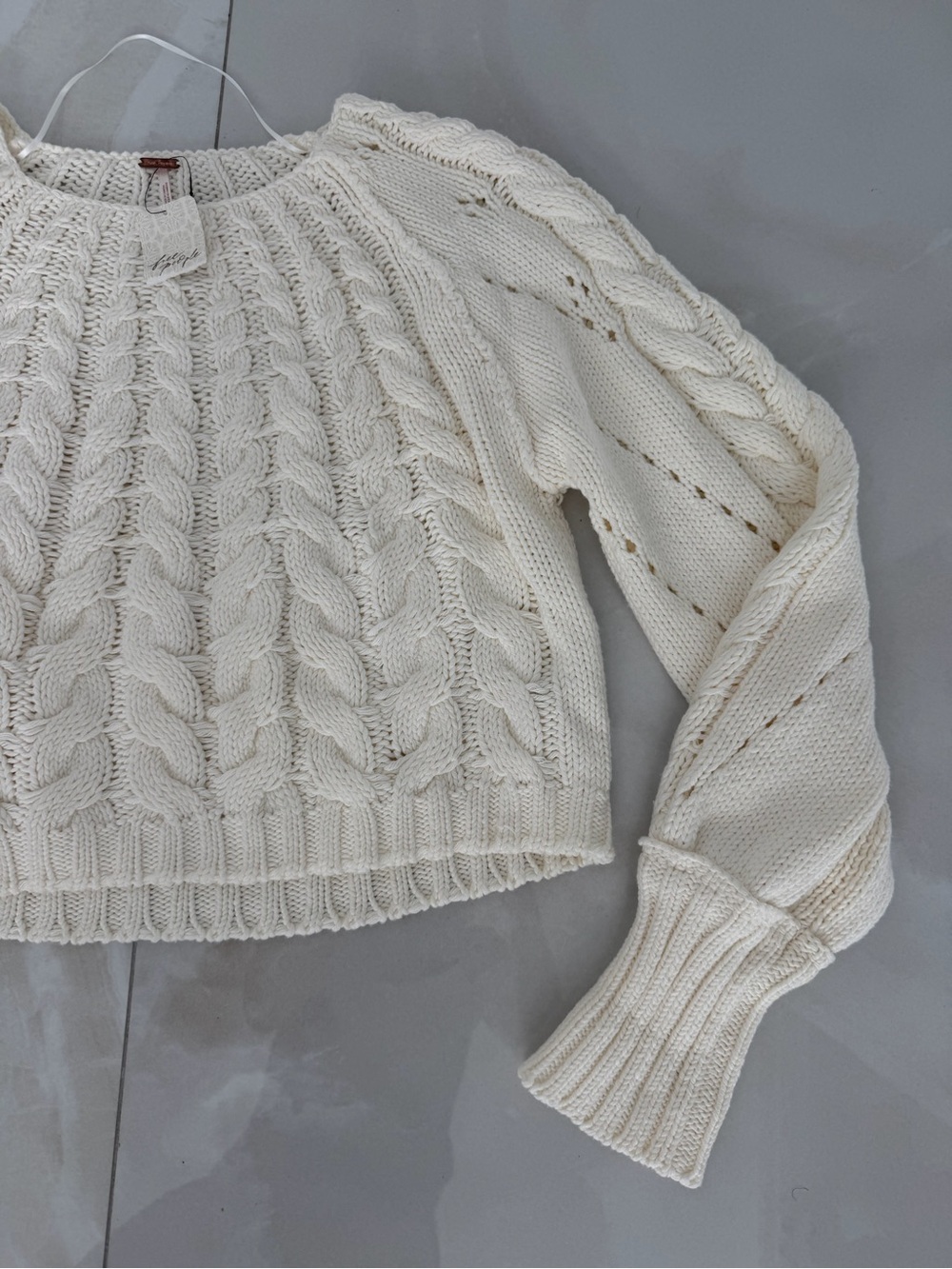 NWT Free People Sandra Cable Stitch Pullover Sweater - Picture 3 of 9